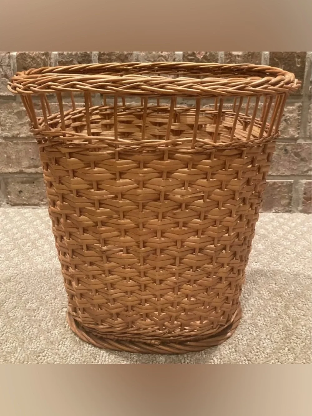 Vintage Wicker Rattan Waste Basket